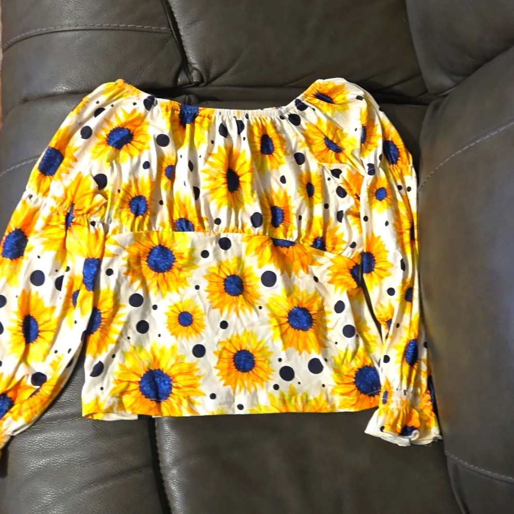 Yellow Sunflower Ruffle Girl Top